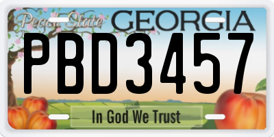 GA license plate PBD3457