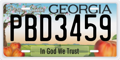 GA license plate PBD3459