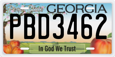 GA license plate PBD3462
