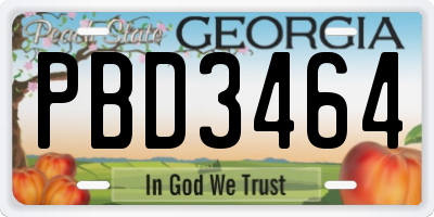 GA license plate PBD3464