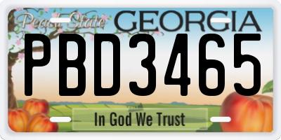 GA license plate PBD3465