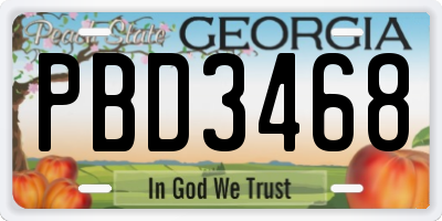 GA license plate PBD3468
