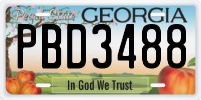 GA license plate PBD3488