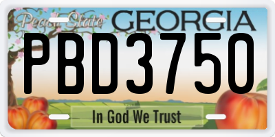 GA license plate PBD3750