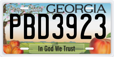 GA license plate PBD3923