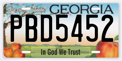 GA license plate PBD5452