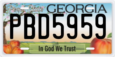 GA license plate PBD5959
