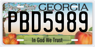 GA license plate PBD5989