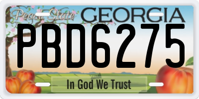 GA license plate PBD6275