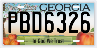 GA license plate PBD6326