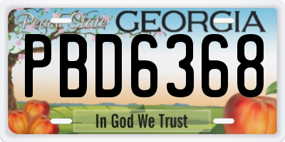 GA license plate PBD6368