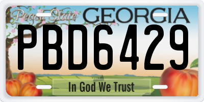GA license plate PBD6429