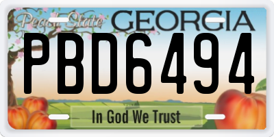 GA license plate PBD6494