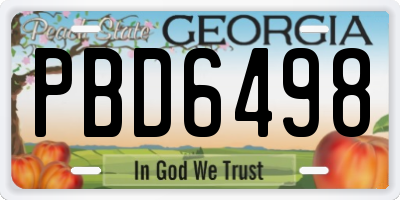 GA license plate PBD6498