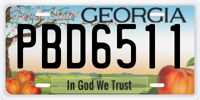 GA license plate PBD6511