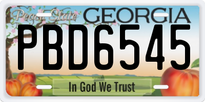 GA license plate PBD6545
