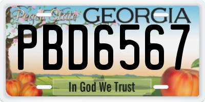 GA license plate PBD6567