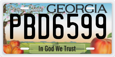 GA license plate PBD6599