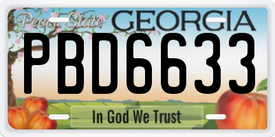 GA license plate PBD6633