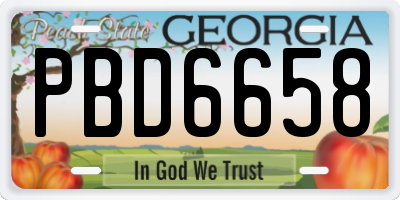 GA license plate PBD6658