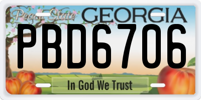 GA license plate PBD6706