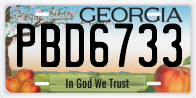 GA license plate PBD6733