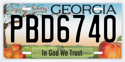 GA license plate PBD6740
