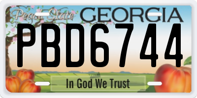 GA license plate PBD6744