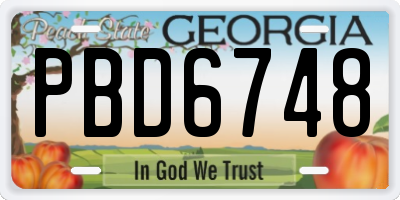 GA license plate PBD6748