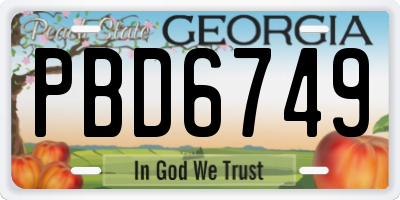 GA license plate PBD6749