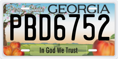 GA license plate PBD6752