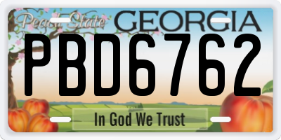 GA license plate PBD6762