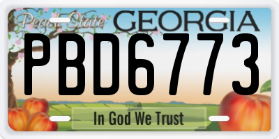 GA license plate PBD6773