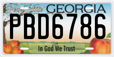 GA license plate PBD6786