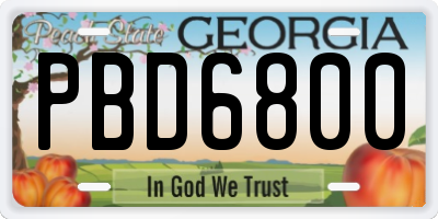 GA license plate PBD6800