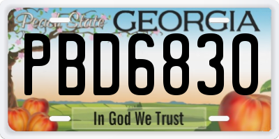GA license plate PBD6830