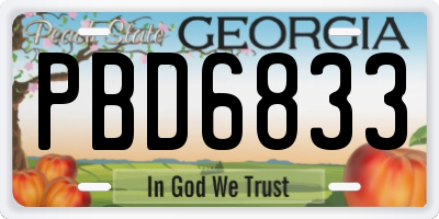 GA license plate PBD6833