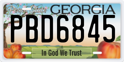 GA license plate PBD6845