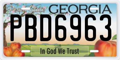 GA license plate PBD6963