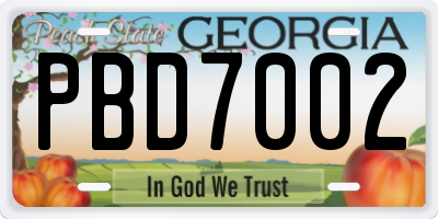 GA license plate PBD7002