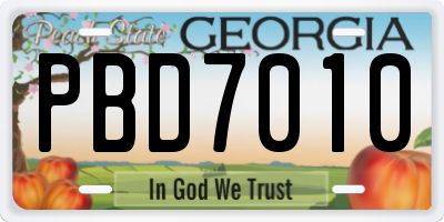 GA license plate PBD7010
