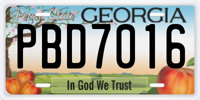 GA license plate PBD7016