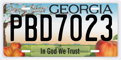 GA license plate PBD7023