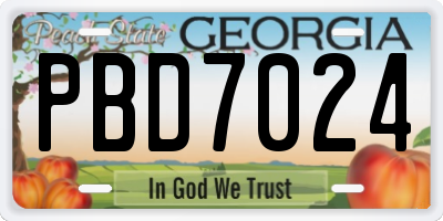 GA license plate PBD7024