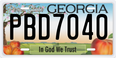 GA license plate PBD7040