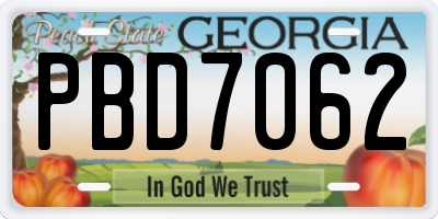 GA license plate PBD7062