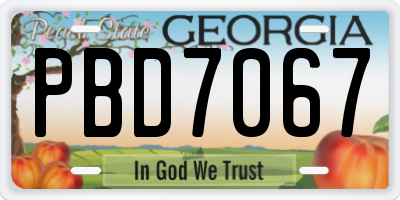 GA license plate PBD7067