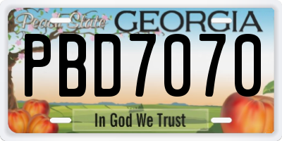 GA license plate PBD7070