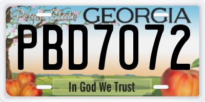 GA license plate PBD7072