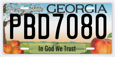 GA license plate PBD7080